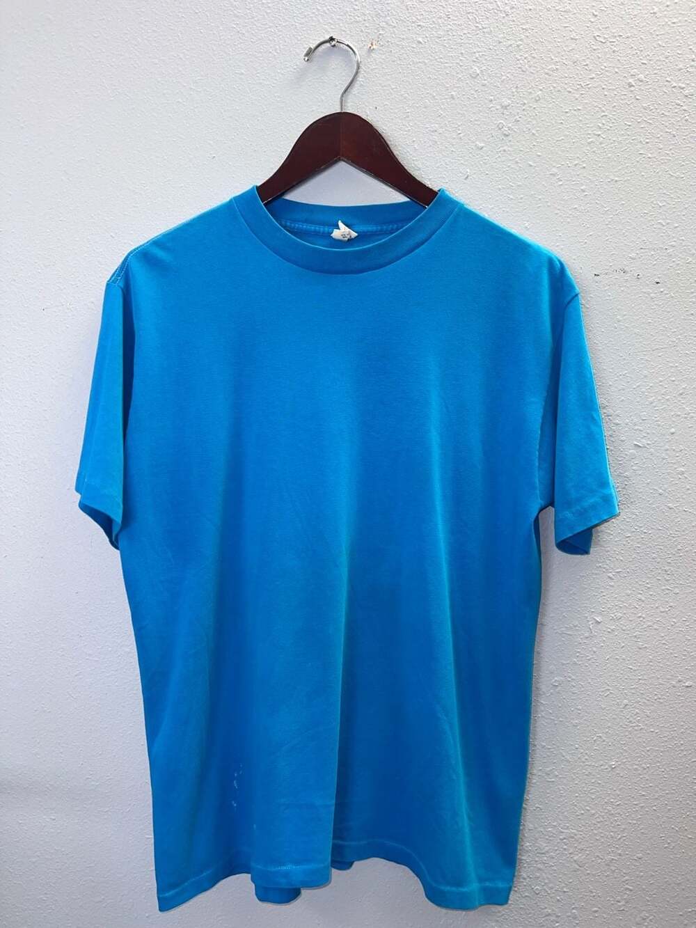 Vintage 80s Adidas Blank T-Shirt Made in USA Single Stitch Blue Large 0630